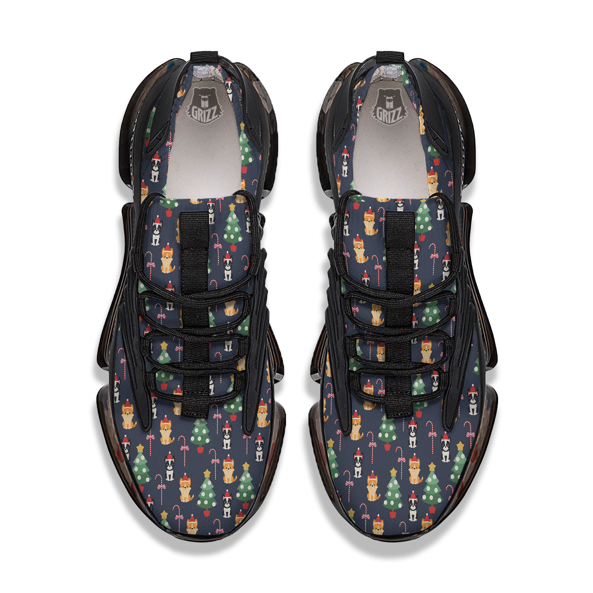 Boston Terrier And Corgi Christmas Print Black Gym Shoes-grizzshop