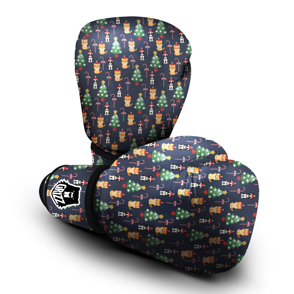 Boston Terrier And Corgi Christmas Print Boxing Gloves-grizzshop