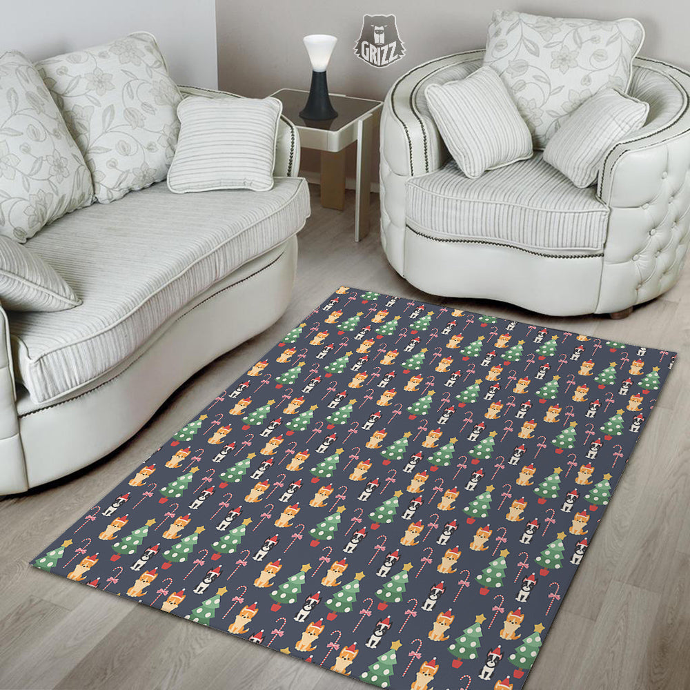 Boston Terrier And Corgi Christmas Print Floor Mat-grizzshop