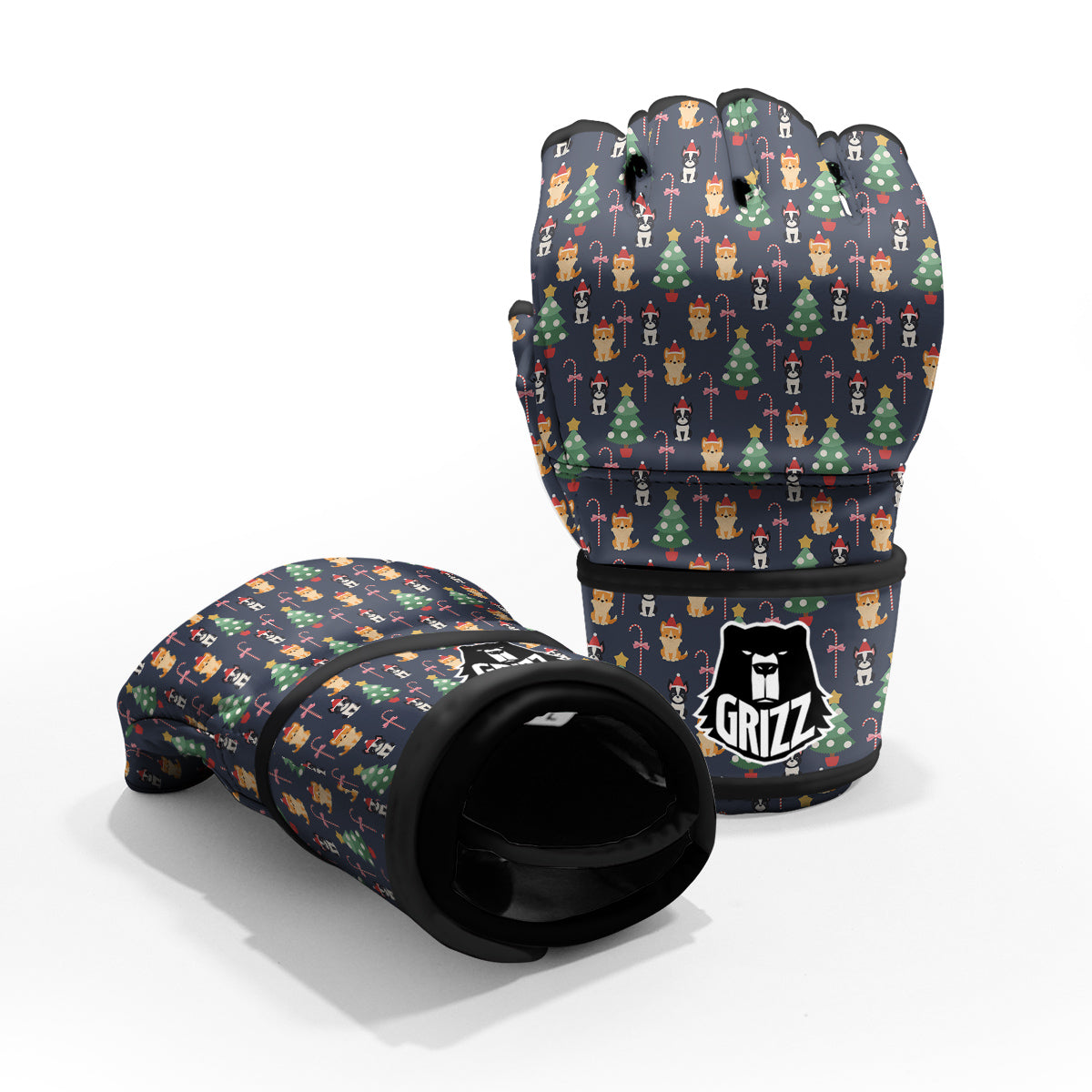 Boston Terrier And Corgi Christmas Print MMA Gloves-grizzshop