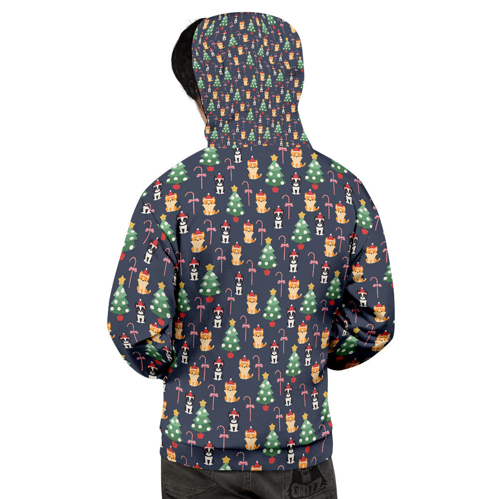 Boston Terrier And Corgi Christmas Print Men's Hoodie-grizzshop