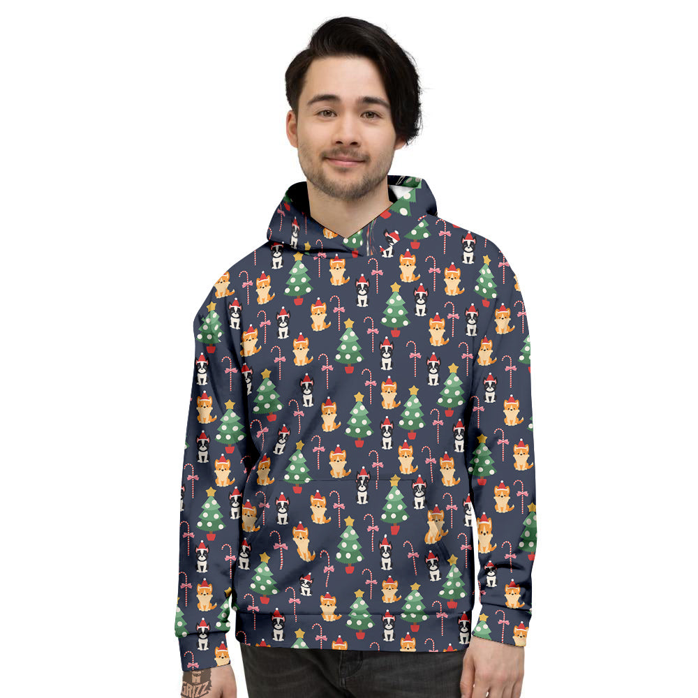 Boston Terrier And Corgi Christmas Print Men's Hoodie-grizzshop
