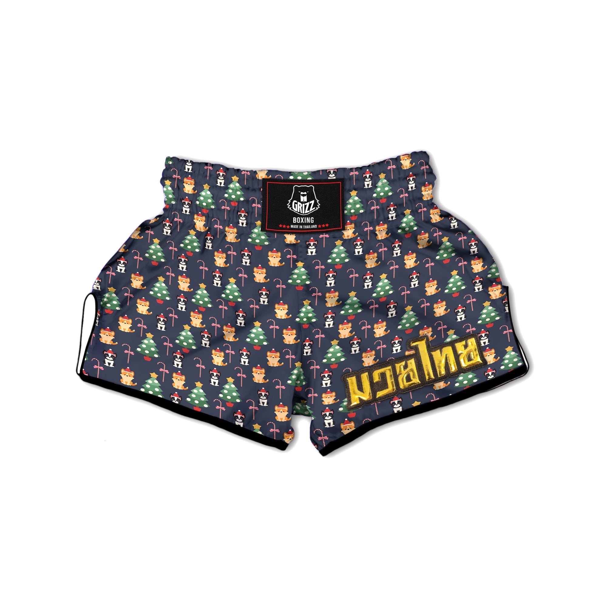 Boston Terrier And Corgi Christmas Print Muay Thai Boxing Shorts-grizzshop