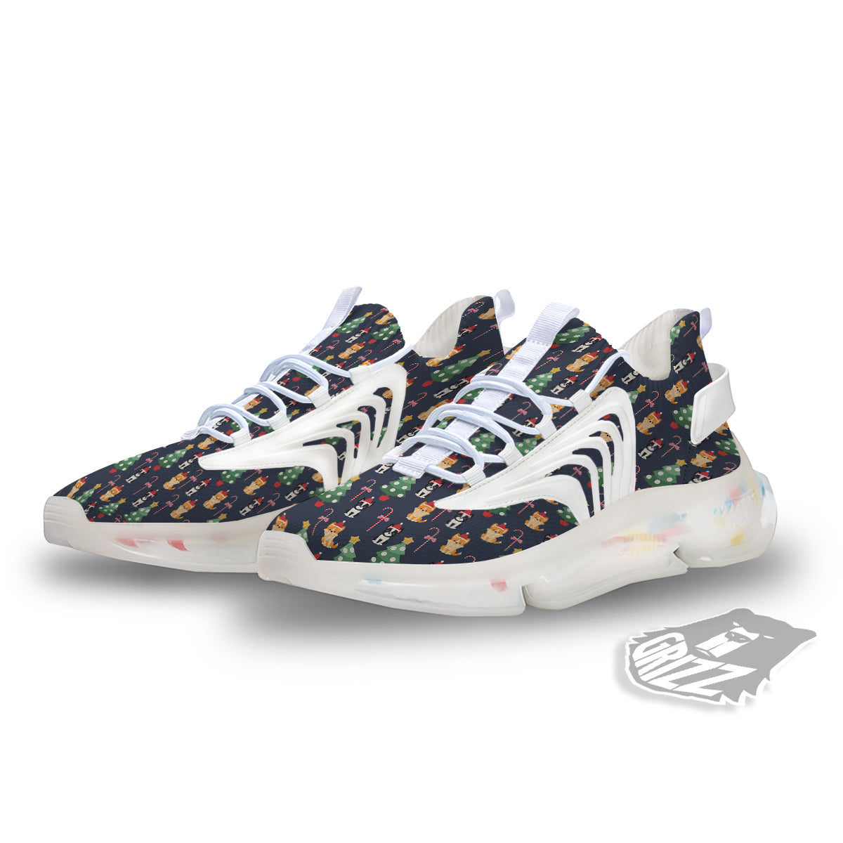 Boston Terrier And Corgi Christmas Print White Gym Shoes-grizzshop