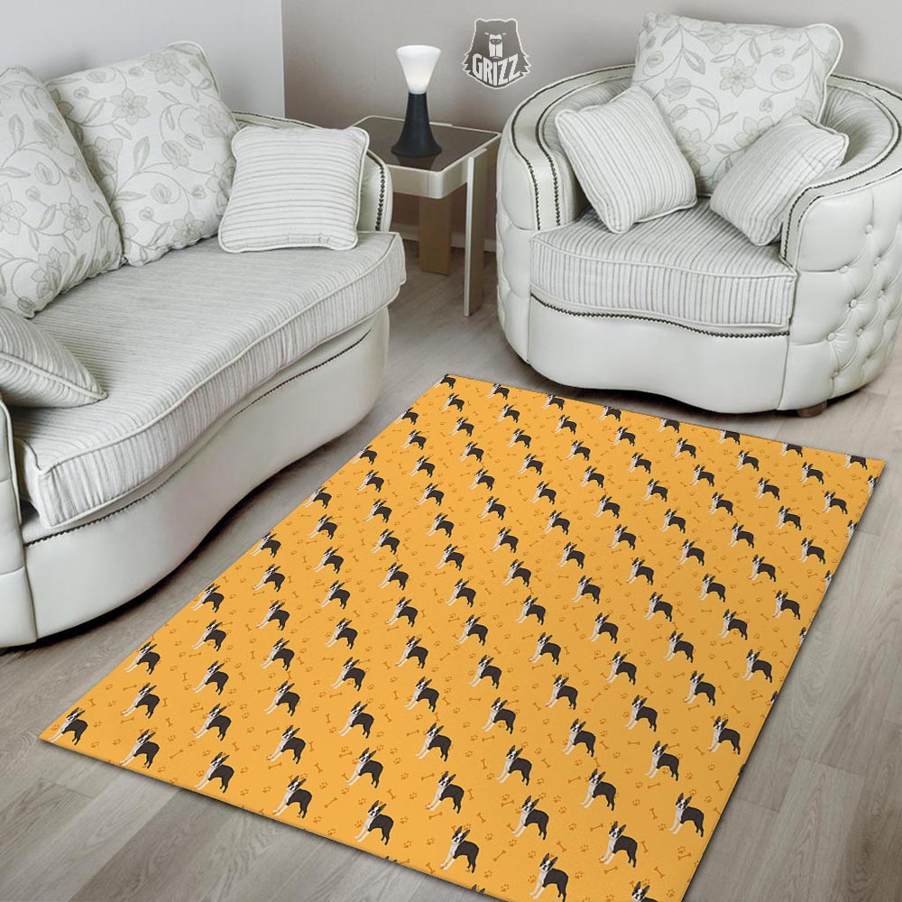 Boston Terrier Cartoon Print Pattern Floor Mat-grizzshop