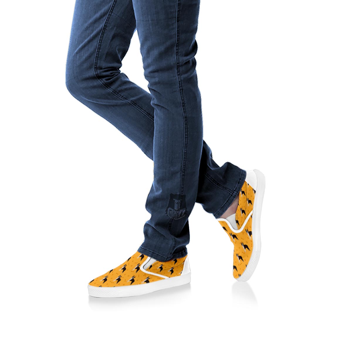 Boston Terrier Cartoon Print Pattern White Slip On Shoes-grizzshop