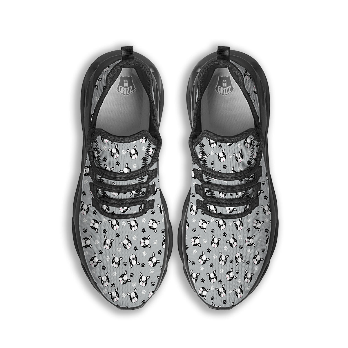 Boston Terrier Faces Cute Print Black Running Shoes-grizzshop