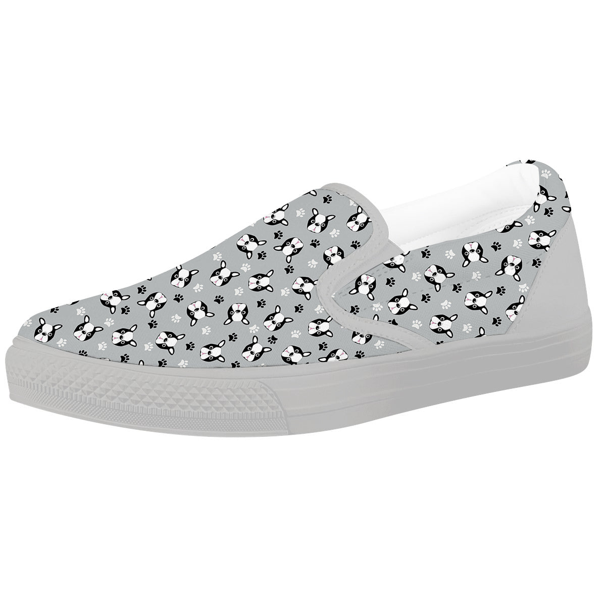 Boston Terrier Faces Cute Print White Slip On Shoes-grizzshop