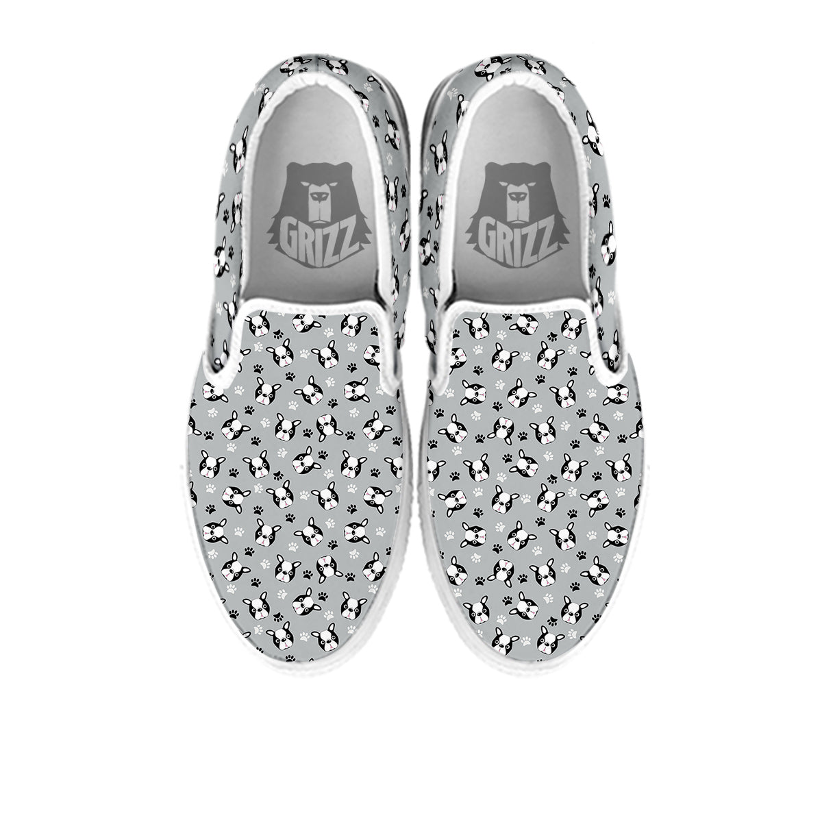 Boston Terrier Faces Cute Print White Slip On Shoes-grizzshop