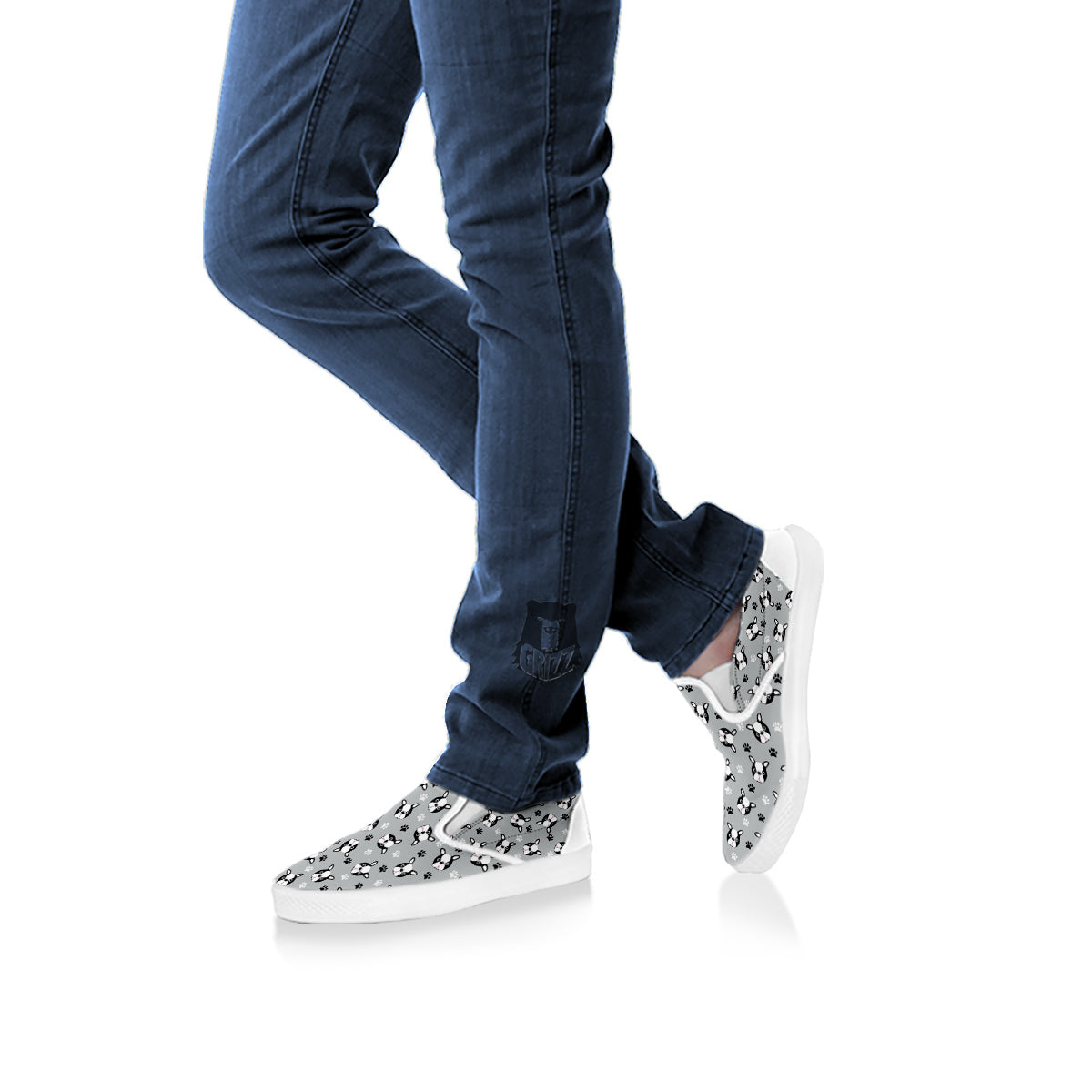 Boston Terrier Faces Cute Print White Slip On Shoes-grizzshop