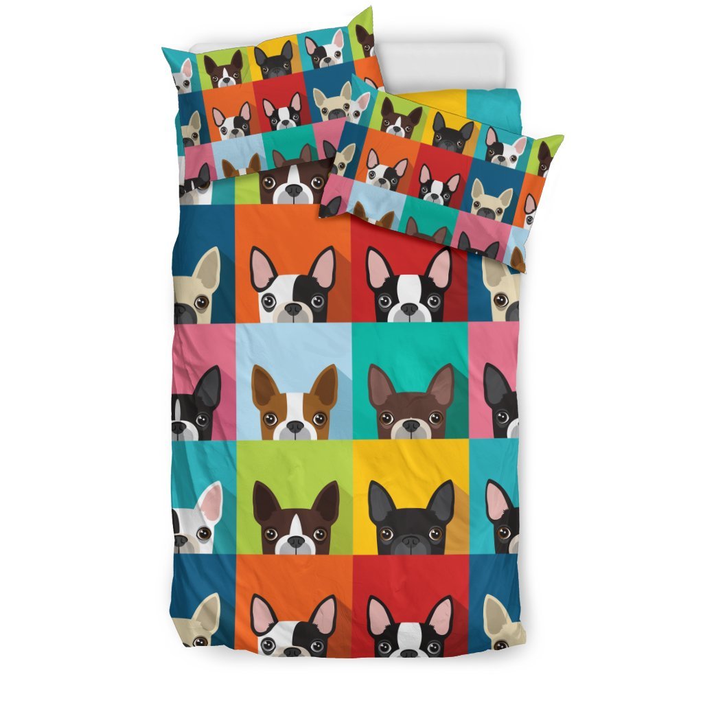 Boston Terrier Pattern Print Duvet Cover Bedding Set-grizzshop