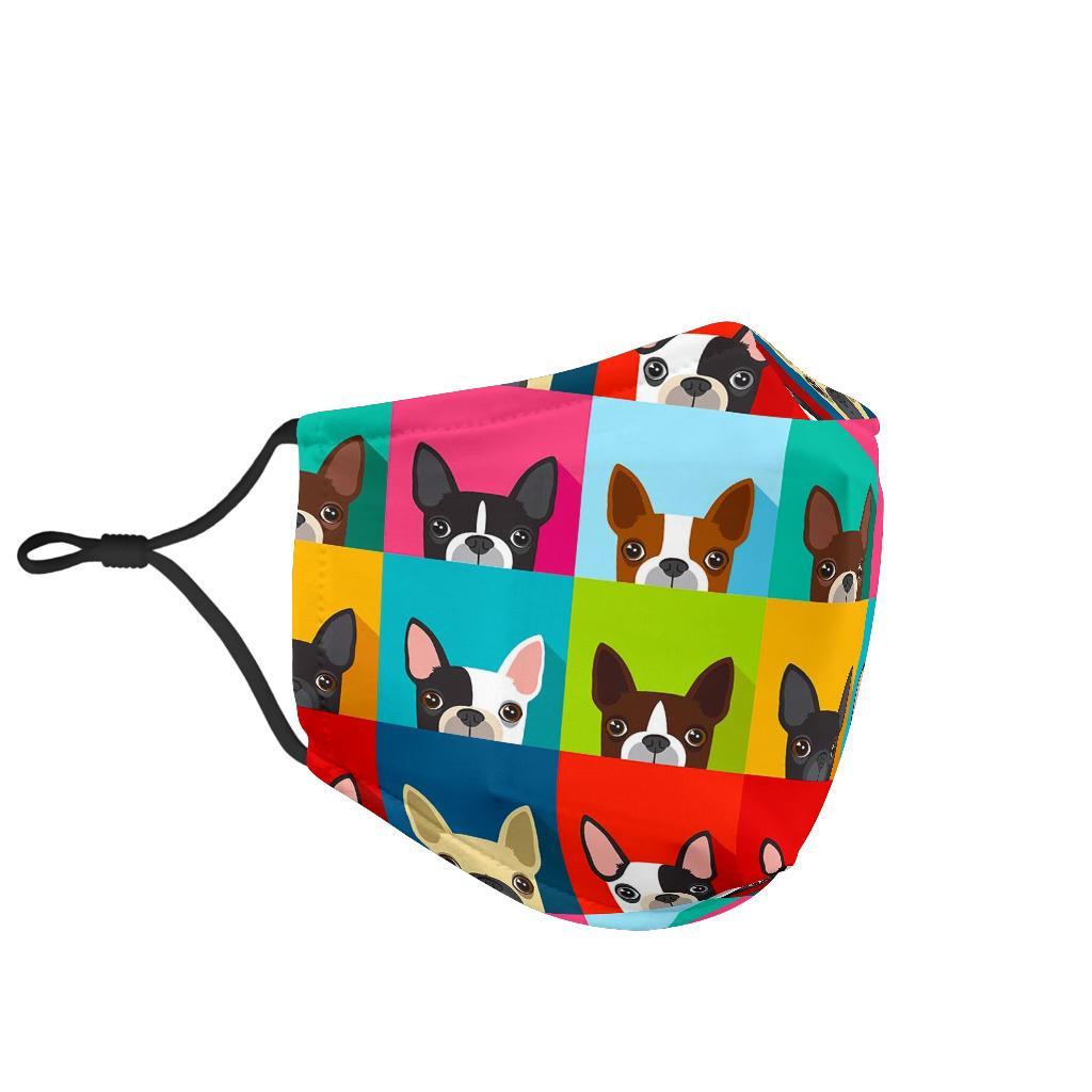 Boston Terrier Pattern Print Face Mask-grizzshop