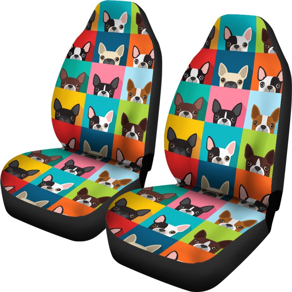Boston Terrier Pattern Print Universal Fit Car Seat Cover-grizzshop