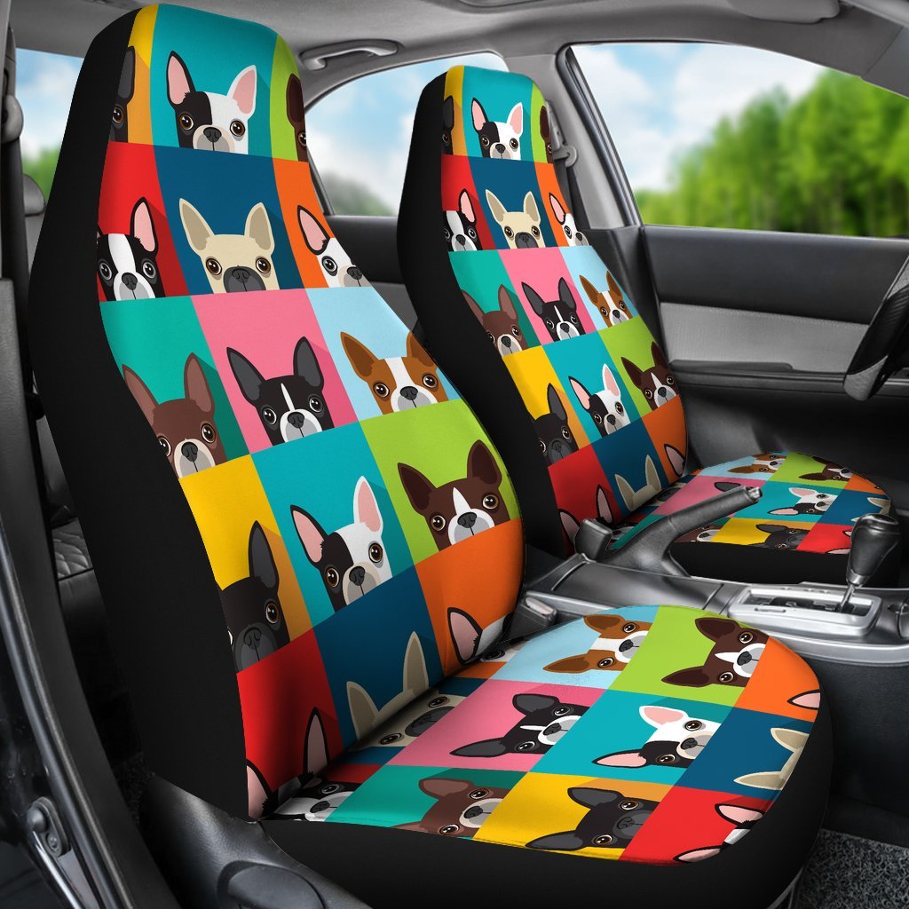 Boston Terrier Pattern Print Universal Fit Car Seat Cover-grizzshop