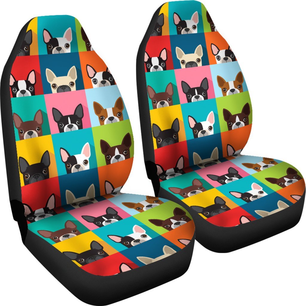 Boston Terrier Pattern Print Universal Fit Car Seat Cover-grizzshop