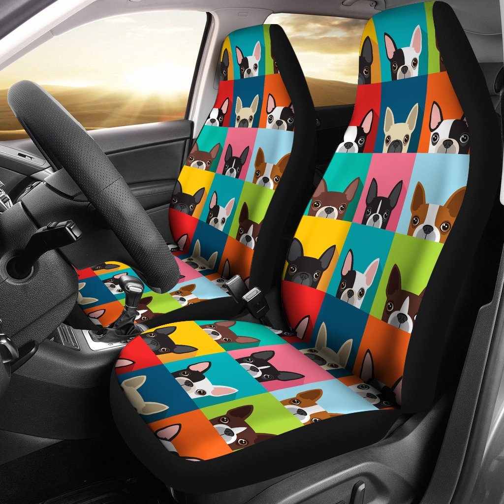 Boston Terrier Pattern Print Universal Fit Car Seat Cover-grizzshop