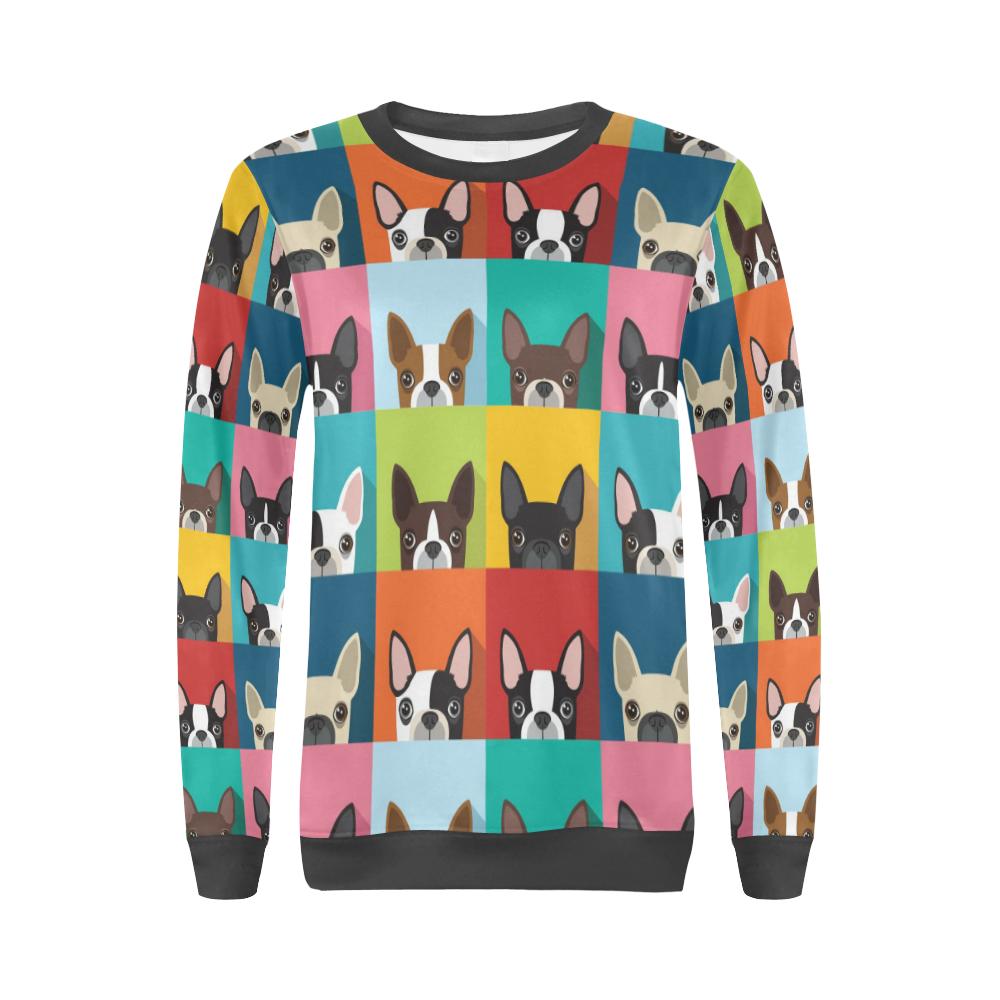 Boston Terrier Pattern Print Women's Sweatshirt-grizzshop