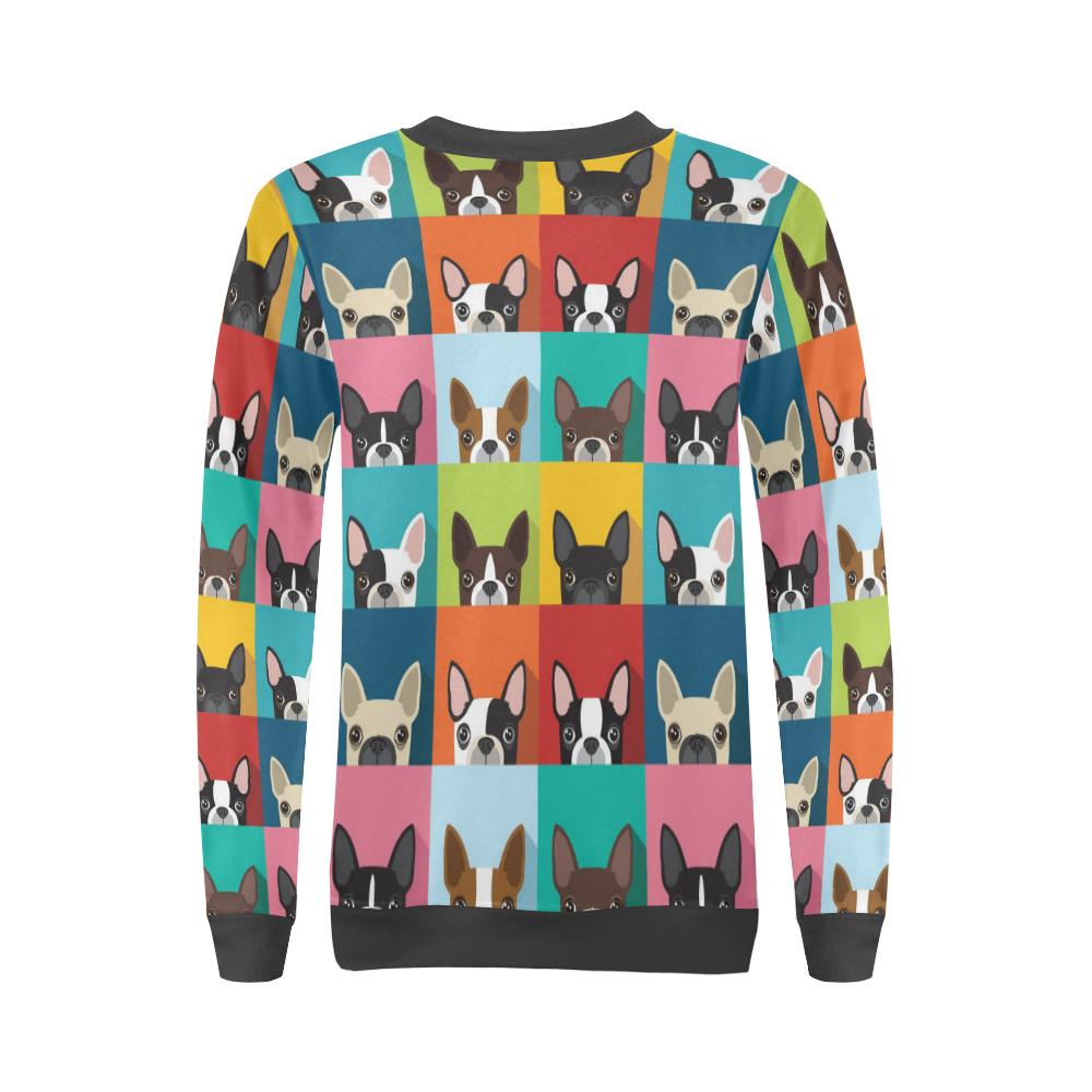 Boston Terrier Pattern Print Women's Sweatshirt-grizzshop