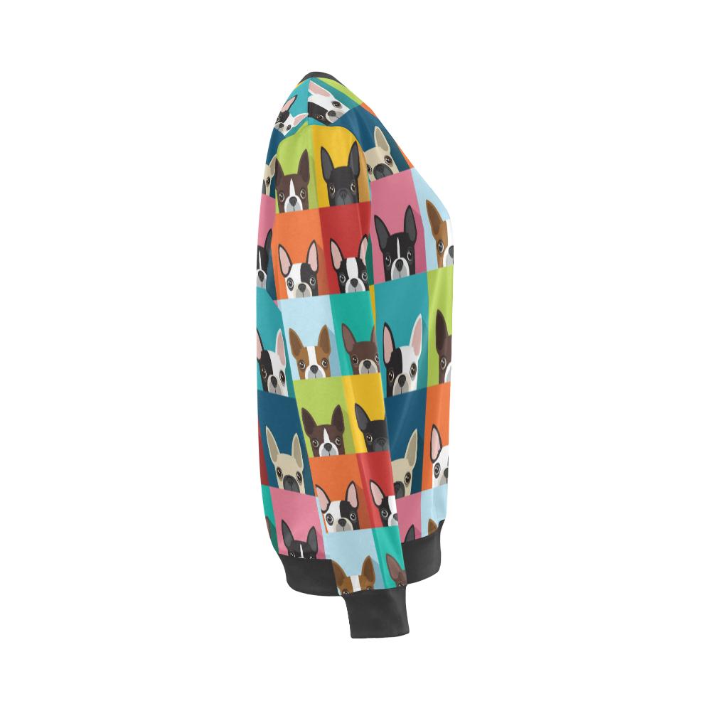 Boston Terrier Pattern Print Women's Sweatshirt-grizzshop