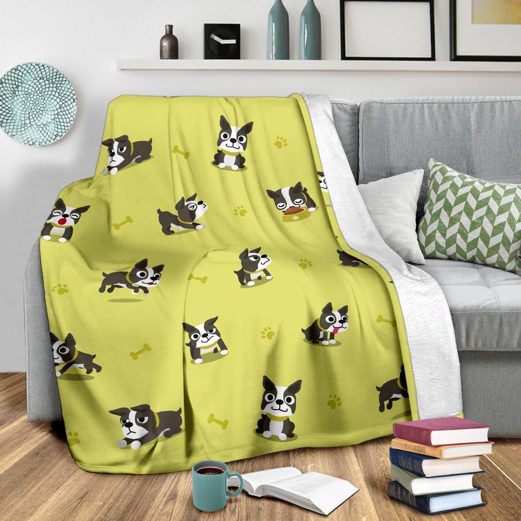 Boston Terrier Paw Pattern Print Blanket-grizzshop