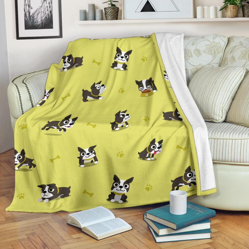 Boston Terrier Paw Pattern Print Blanket-grizzshop