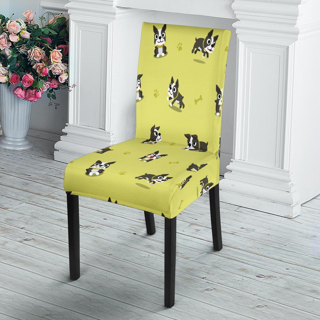 Boston Terrier Paw Pattern Print Chair Cover-grizzshop