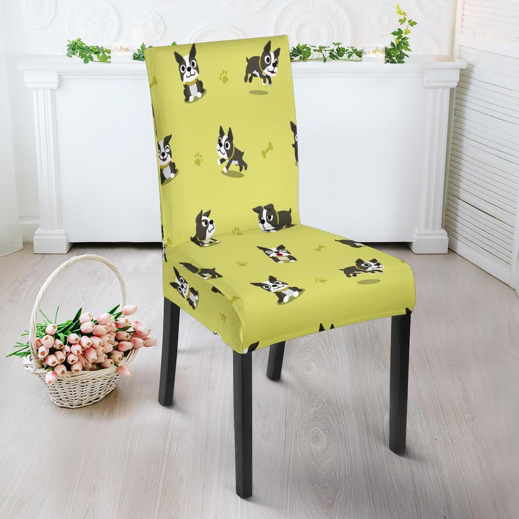 Boston Terrier Paw Pattern Print Chair Cover-grizzshop