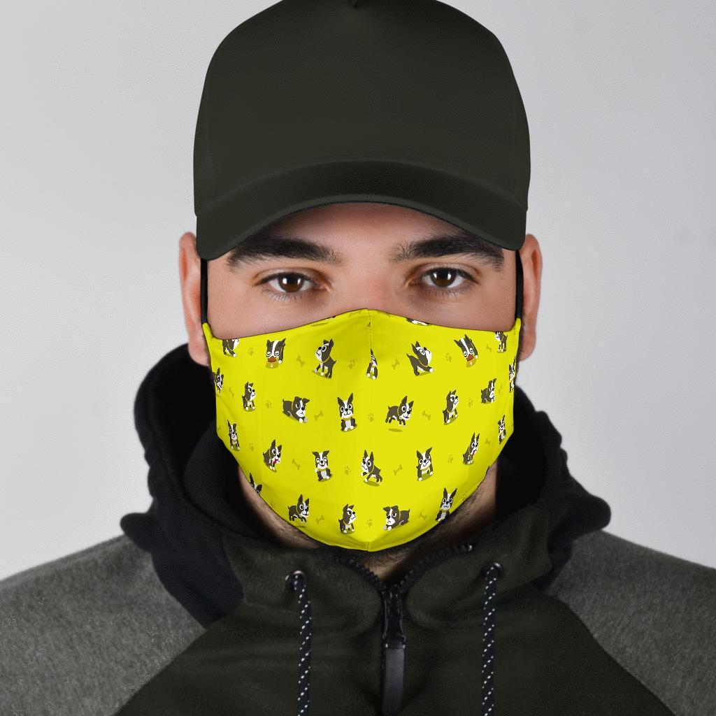 Boston Terrier Paw Pattern Print Face Mask-grizzshop