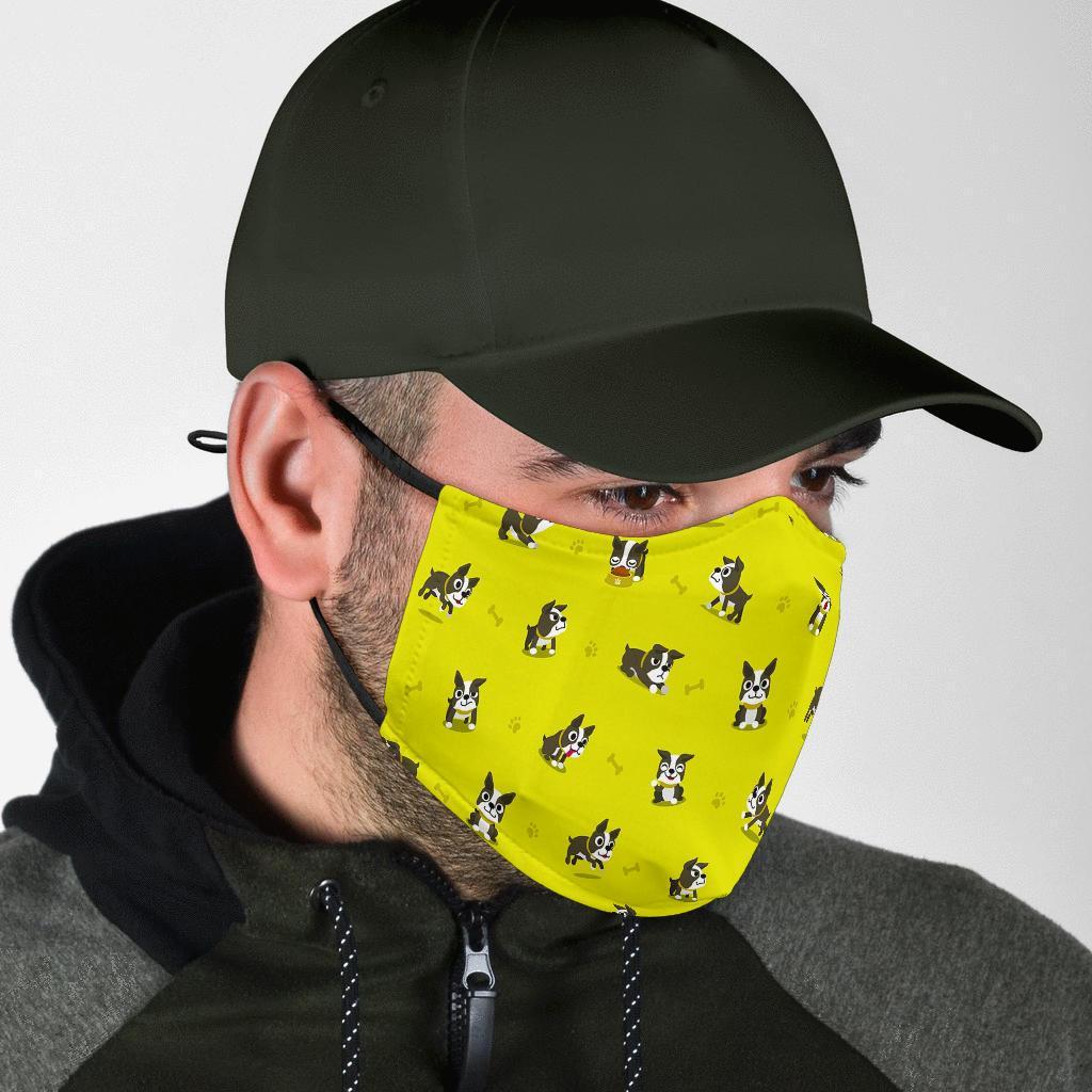 Boston Terrier Paw Pattern Print Face Mask-grizzshop