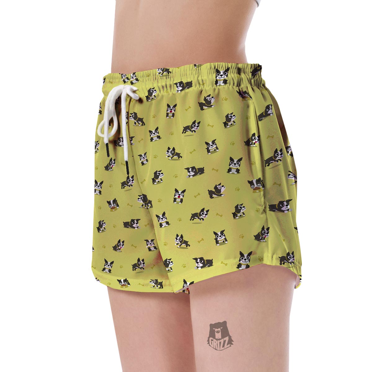 Boston Terrier Paw Pattern Print Women's Shorts-grizzshop