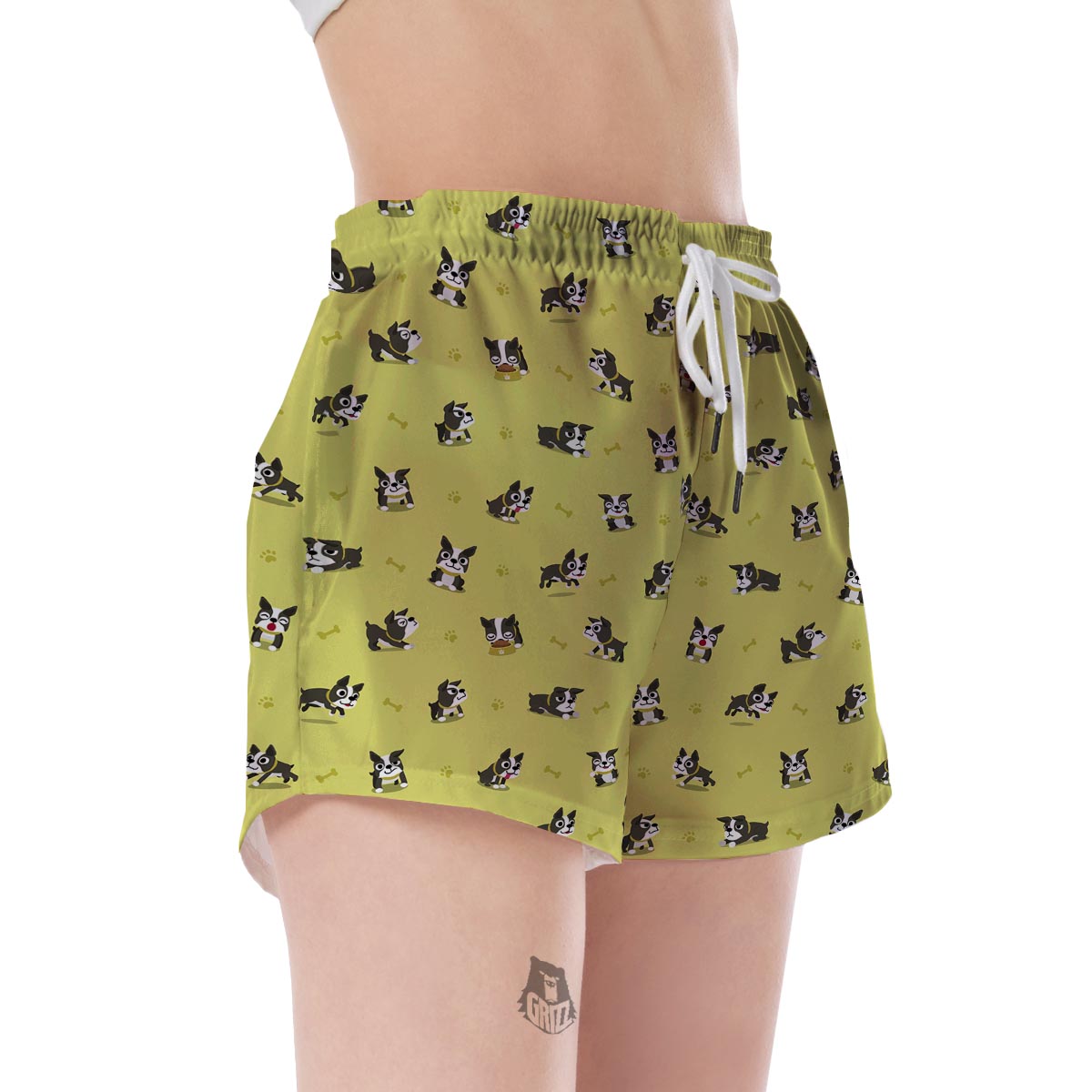 Boston Terrier Paw Pattern Print Women's Shorts-grizzshop