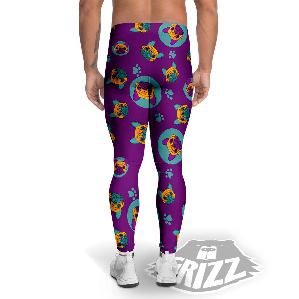 Boston Terrier Purple Print Pattern Men's Leggings-grizzshop