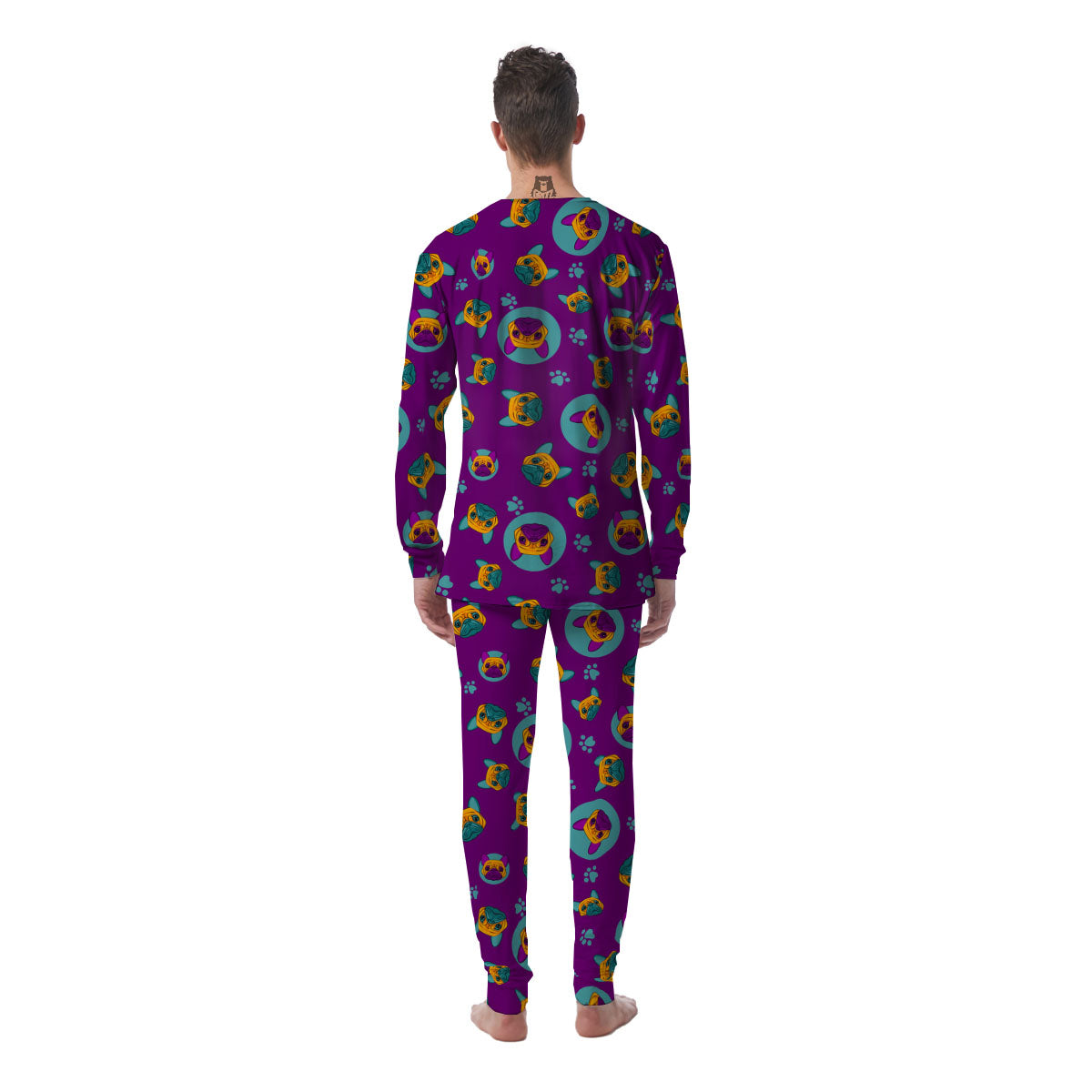Boston Terrier Purple Print Pattern Men's Pajamas-grizzshop