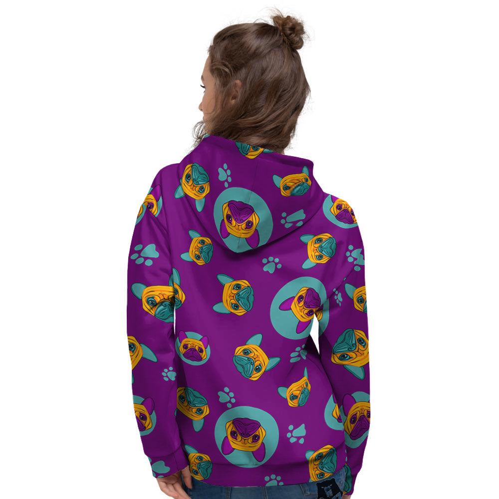 Boston Terrier Purple Print Pattern Women's Hoodie-grizzshop