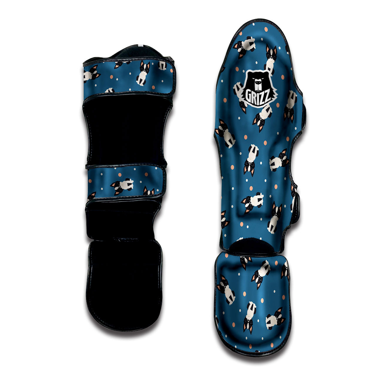 Boston Terrier Wearing Glasses Print Muay Thai Shin Guards-grizzshop