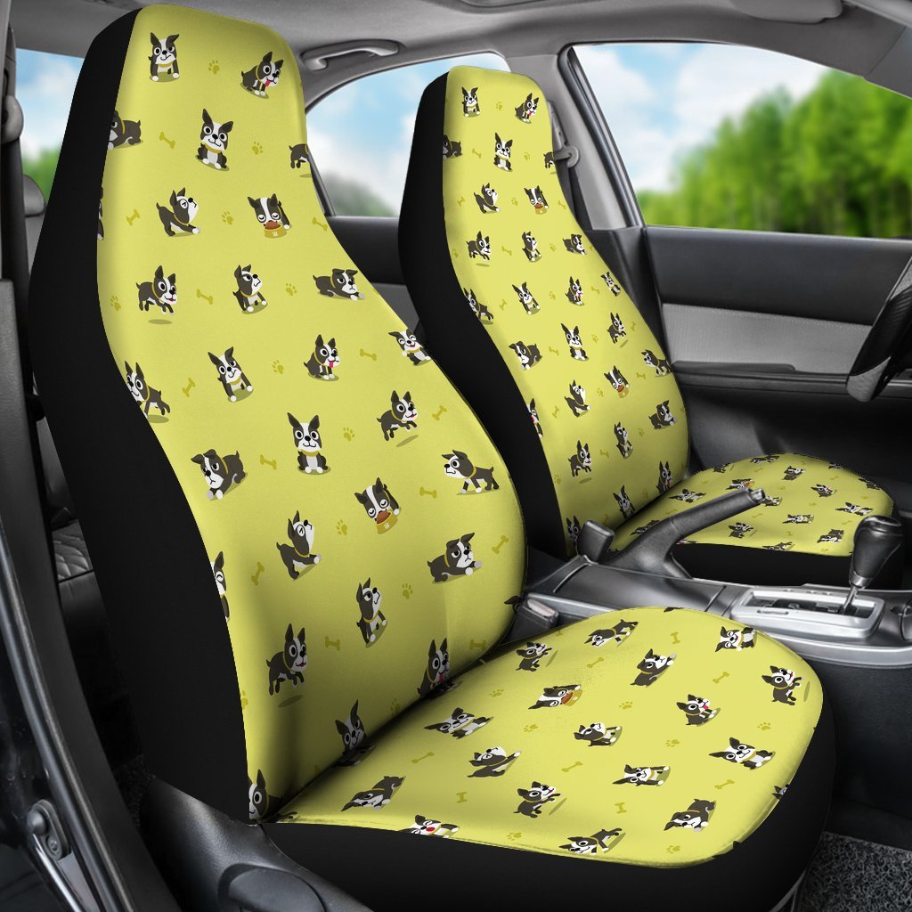 Boston Terrier Paw Pattern Print Universal Fit Car Seat Cover-grizzshop