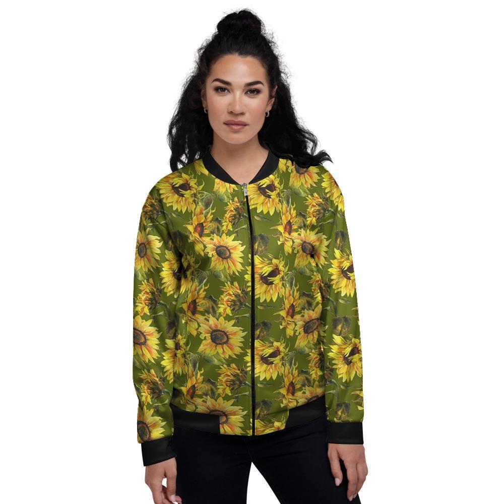 Botanical Sunflower Women's Bomber Jacket-grizzshop