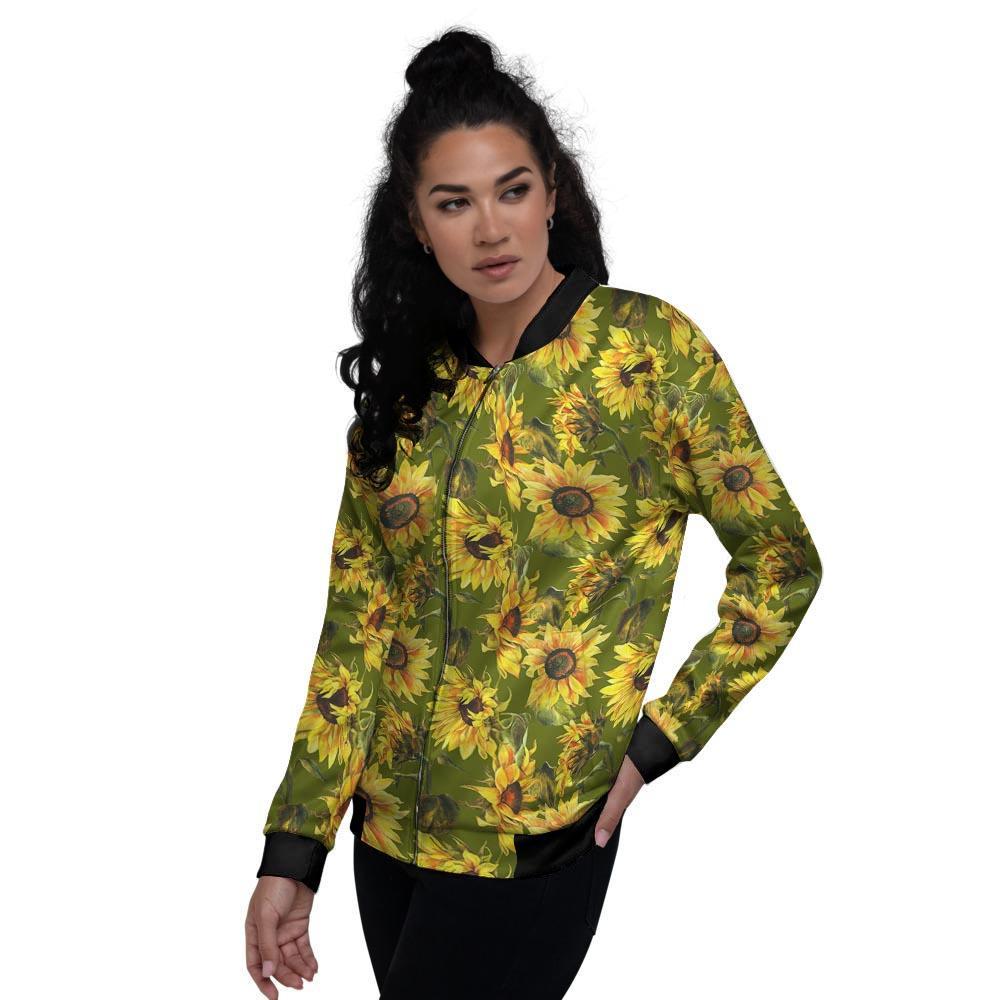 Botanical Sunflower Women's Bomber Jacket-grizzshop