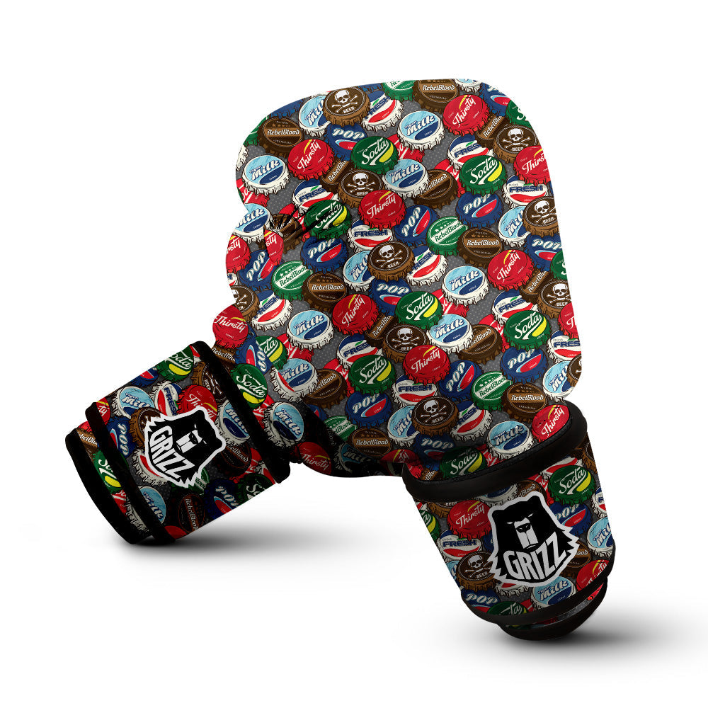 Bottle Caps Print Pattern Boxing Gloves-grizzshop