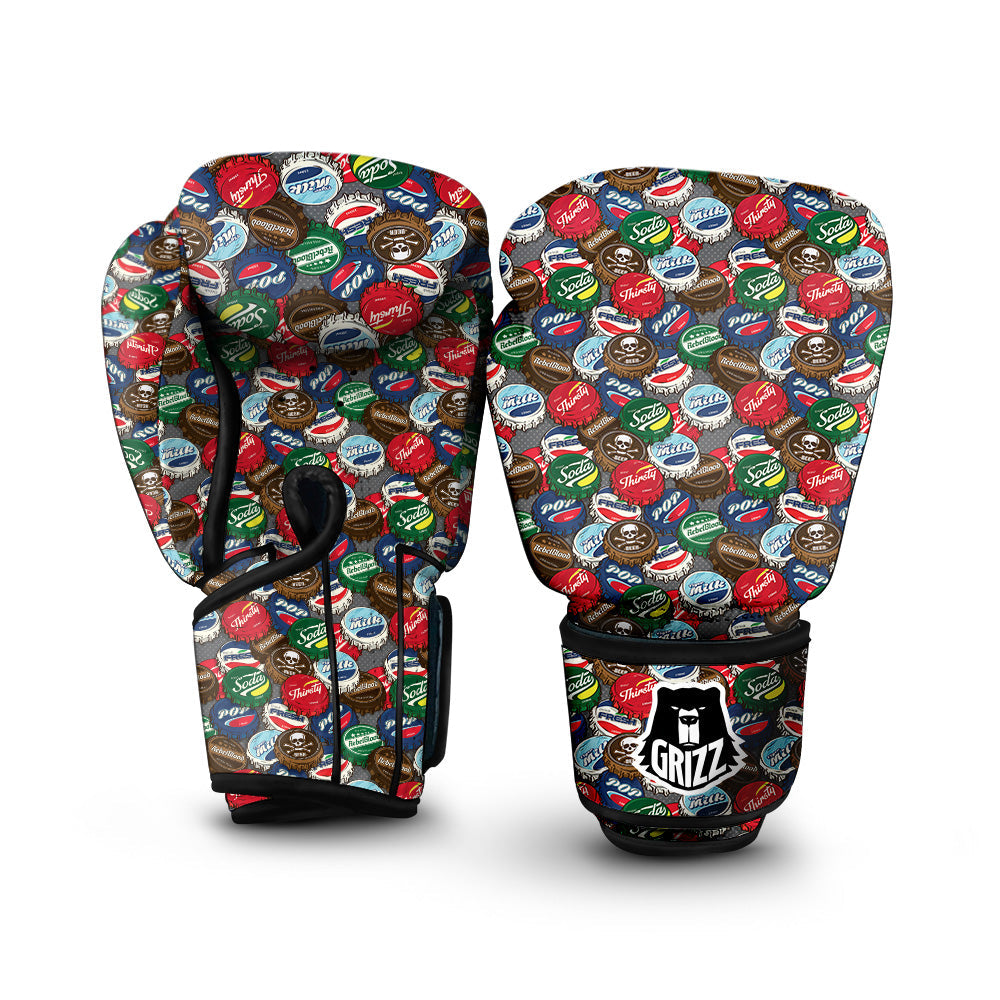 Bottle Caps Print Pattern Boxing Gloves-grizzshop