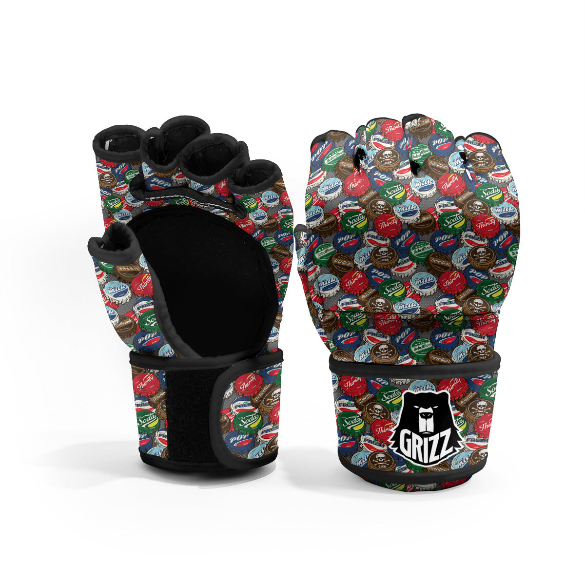 Bottle Caps Print Pattern MMA Gloves-grizzshop