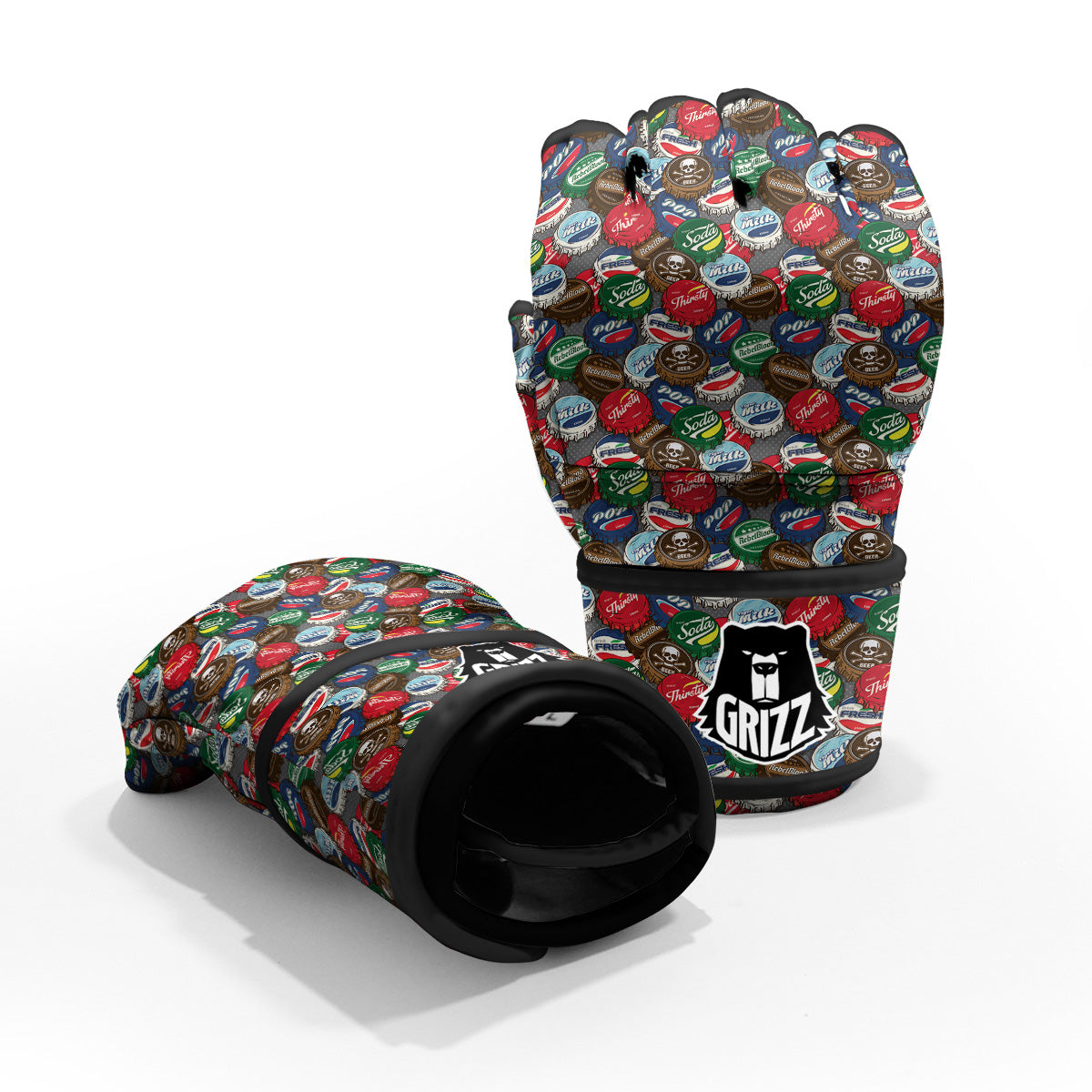 Bottle Caps Print Pattern MMA Gloves-grizzshop