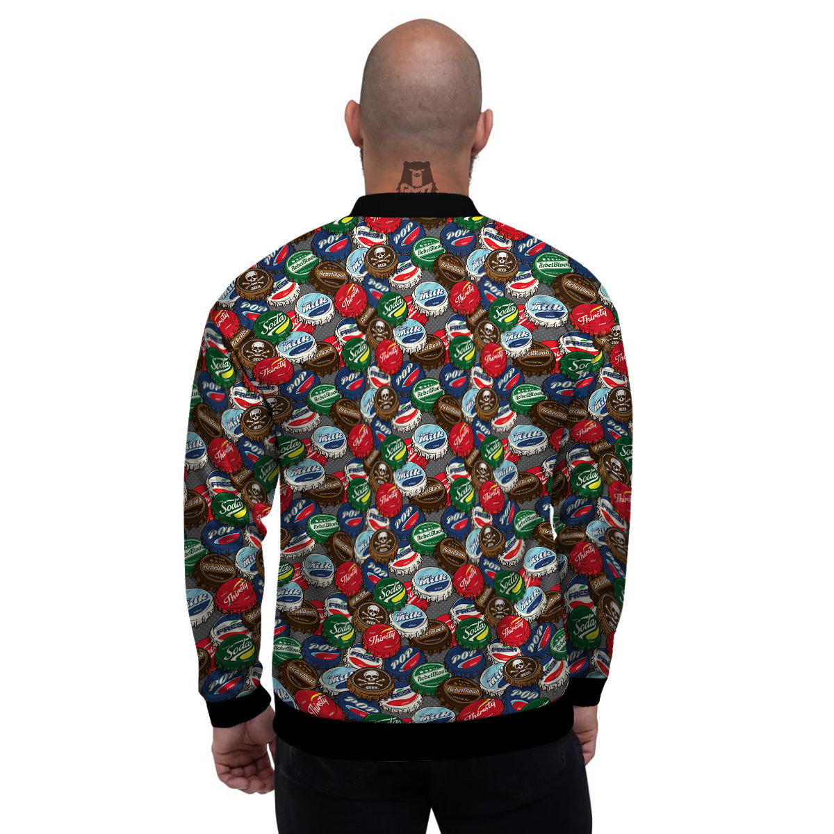 Bottle Caps Print Pattern Men's Bomber Jacket-grizzshop