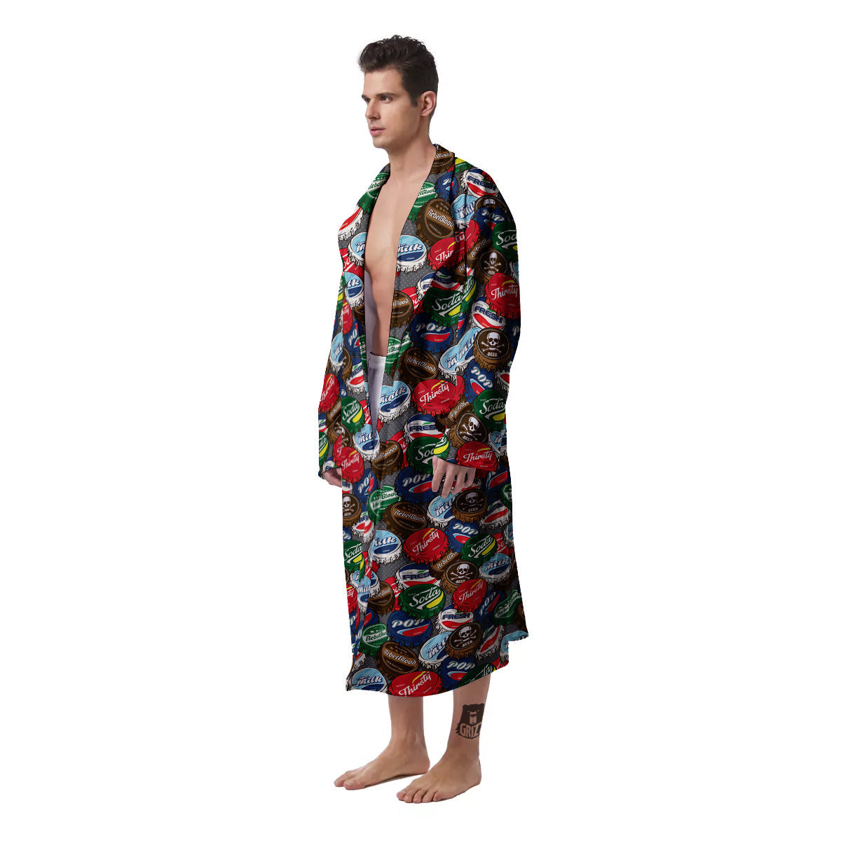 Bottle Caps Print Pattern Men's Robe-grizzshop