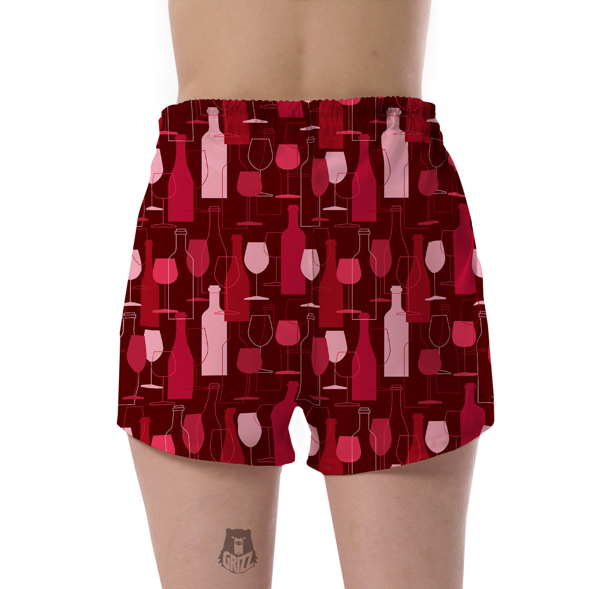 Botttle Red Wine Print Pattern Women's Shorts-grizzshop