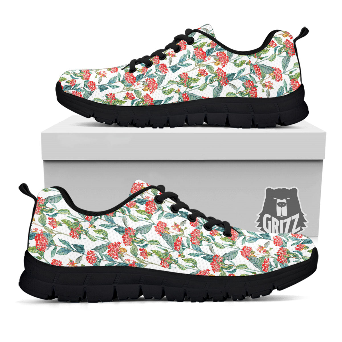 Bouvardia Print Pattern Black Sneaker-grizzshop