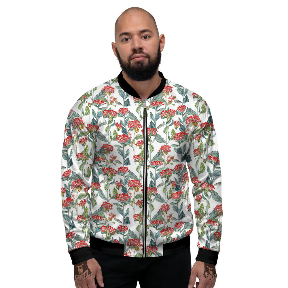 Bouvardia Print Pattern Men's Bomber Jacket-grizzshop
