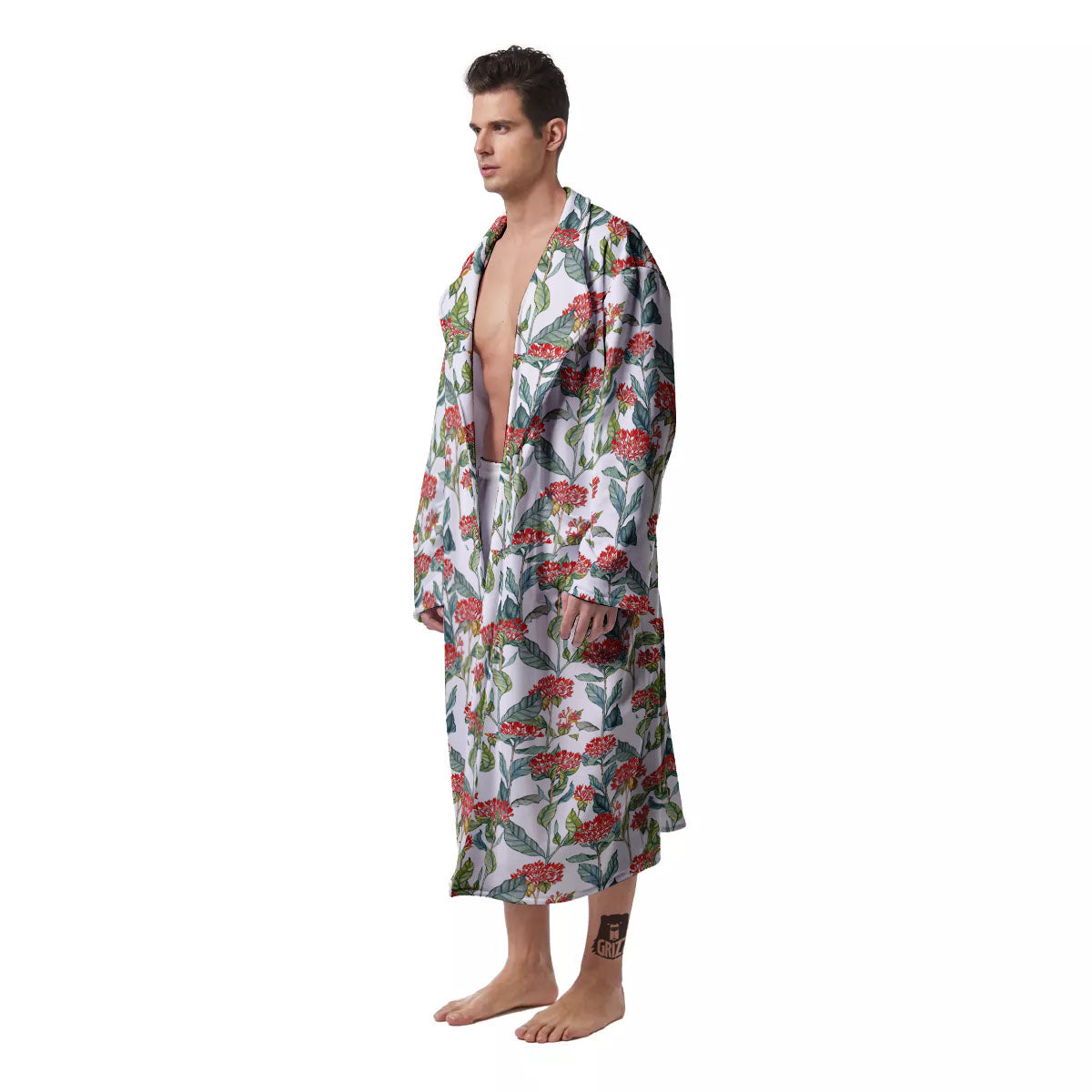 Bouvardia Print Pattern Men's Robe-grizzshop