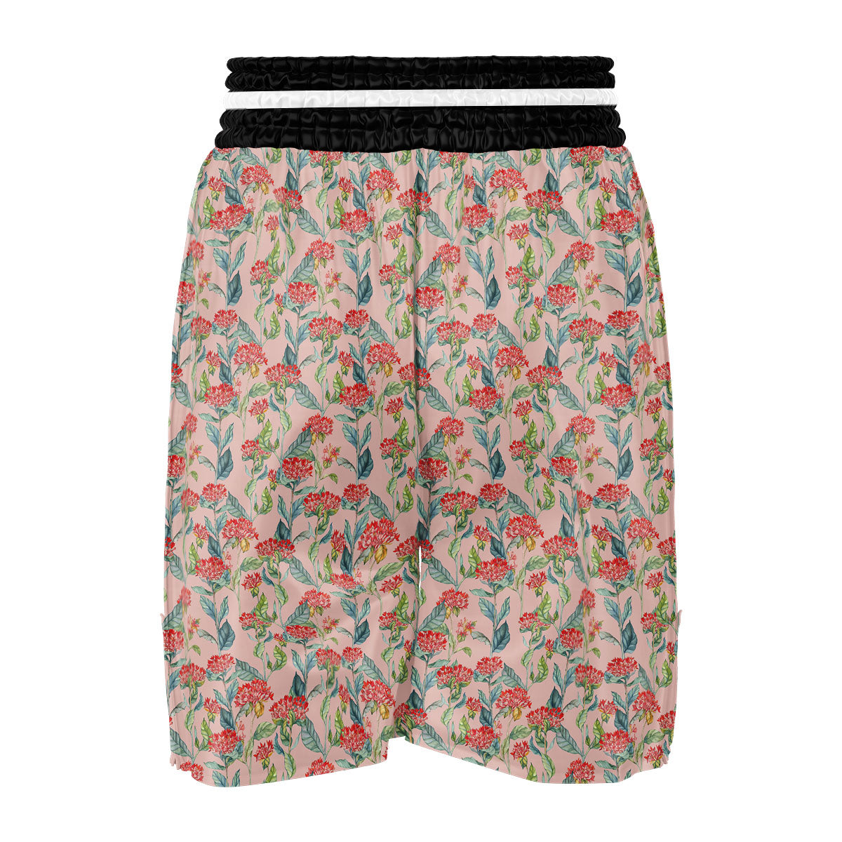 Bouvardia Red Print Pattern Boxing Shorts-grizzshop