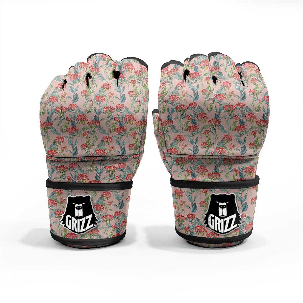 Bouvardia Red Print Pattern MMA Gloves-grizzshop